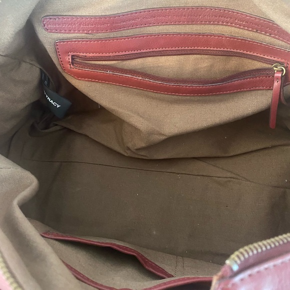 Ellen Tracy Red Leather Satchel - Picture 6 of 8